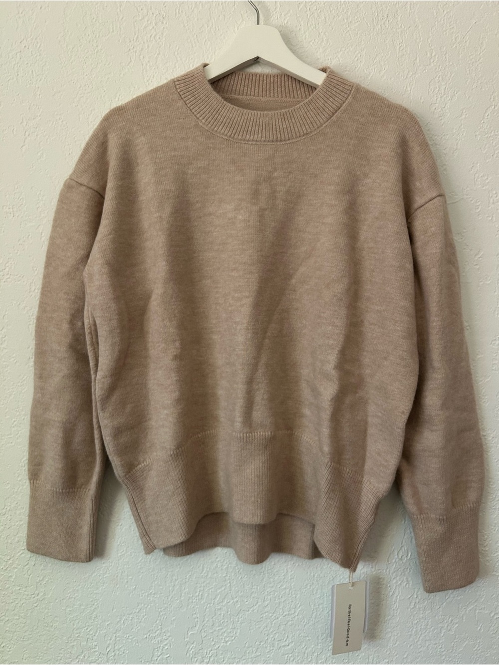 Commense Women’s Crewneck Sweater in Beige - Classic Knit XS NWT